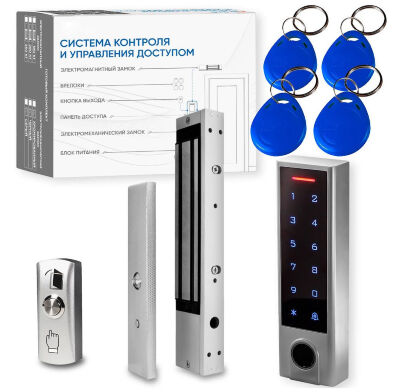 Комплект СКУД Undino KIT-ACP502EM-350 эл. магнитный замок 350кг, RFID, WIFI, отпечаток Готовый комплект СКУД Undino KIT-ACP502EM-350 — это профессиональное решение для организации интеллектуального контроля доступа с биометрической идентификацией, удалённым управлением через смартфон и максимальным уровнем запирания особо тяжёлых дверей.