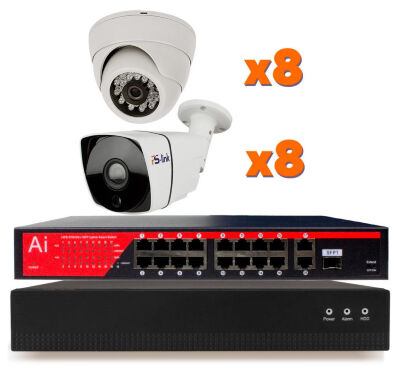 Комплект видеонаблюдения IP 2Мп KIT-B216IP-POE 8 камер для помещения, 8 камер для улицы, ночная съёмка, POE питание KIT-B216IP-POE - Полноценный многокамерный комплект IP видеонаблюдения состоящий из IP видеорегистратора, коммутатора с поддержкой POE и 16-ти цифровых камер c POE видеонаблюдения.