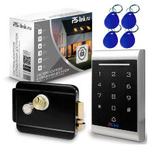 Система СКУД KIT-1203EM-B на 1 дверь, панель со считывателем RFID 125кГц EM-Marine, замок черный, НЗ тип