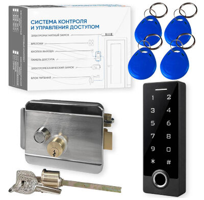 Комплект СКУД KIT-TF3EM-WP-W-SL эл. механический замок, RFID, WIFI, отпечаток, защита IP66 Комплект KIT-TF3EM-WP-W-SL на базе биометрической панели доступа PS-TF3EM-WP-W и электромеханического замка — готовое решение для организации контролируемого прохода через калитку, входную или офисную дверь.