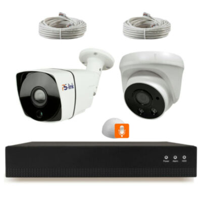 Комплект видеонаблюдения IP Ps-Link KIT-B202IPMX-POE / 2Мп / 2 камеры / запись звука / отдельный микрофон 