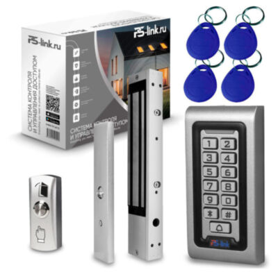 Система СКУД KIT-S601EM-WP-W-350LED электромагнитный замок 350 кг, панель WIFI металлическая, 2000 пользователей, всепогодная Комплект СКУД  KIT-S601EM-WP-W-350 на одну дверь на базе панели с контроллером и удаленным доступом, четырех RFID ключей, кнопкой выхода и магнитного замка с силой удержания порядка 350кг.