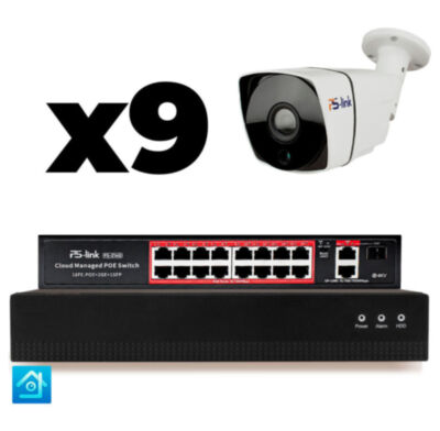Комплект видеонаблюдения IP 2Мп KIT-C209IP-PL 9 камер для улицы, программный датчик движения, удаленный доступ, ночное видение, умный коммутатор Комплект IP-видеонаблюдения  KIT-C209IP-PL - это готовое решение для организации профессиональной уличной системы безопасности на малых и средних объектах: частных домах, офисах, магазинах, складах, парковках и других территориях.