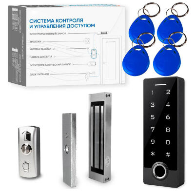 Комплект СКУД KIT-TF3EM-WP-W-180 эл. магнитный замок 180кг, RFID, WIFI, отпечаток Комплект KIT-TF3EM-WP-W-180 на базе биометрической панели доступа PS-TF3EM-WP-W и электромагнитного замка ML180 — готовое решение для организации контролируемого прохода через калитку, входную или офисную дверь.