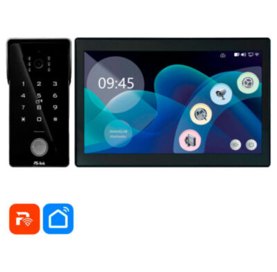 Комплект проводного WIFI видеодомофона KIT-185DP-308RCP-B детекция движения, интерком, реле для замка Комплект проводного Wi-Fi видеодомофона  KIT-185DP-308RCP-B - это премиальное многофункциональное решение для контроля доступа, объединяющее уличную вызывную панель с сенсорной кодовой клавиатурой и RFID-считывателем, а также внутренний IP-видеодомофон с 10-дюймовым экраном.