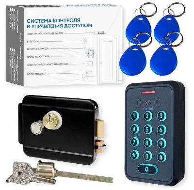 Комплект СКУД KIT-K310EMF-B эл. механический замок, RFID, WIFI, для улицы, защита IP66 Комплект KIT-K310EMF-B на базе панели доступа PS-K310EMF и электромеханического замка — готовое решение для организации контролируемого прохода через входную или офисную дверь.