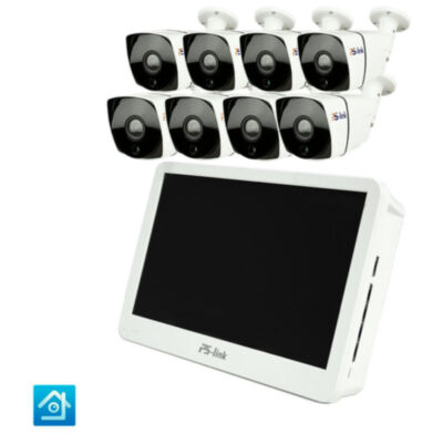 Комплект видеонаблюдения IP Ps-Link KIT-C508IP-POE-LCD / 5Мп / 8 камер / монитор 