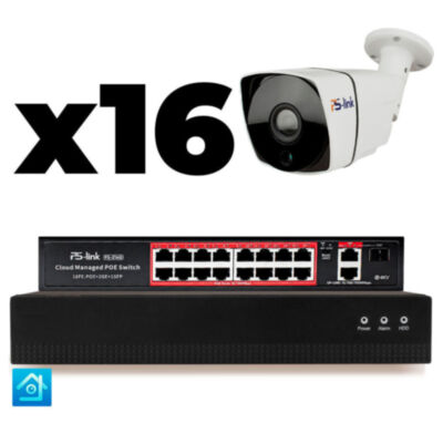 Комплект видеонаблюдения IP 8Мп KIT-C816IP-PL 16 камер для улицы, программный датчик движения, удаленный доступ, ночное видение, умный коммутатор Комплект IP-видеонаблюдения  KIT-C816IP-PL - это готовое решение для организации профессиональной уличной системы безопасности на малых и средних объектах: частных домах, офисах, магазинах, складах, парковках и других территориях, где требуется максимальная детализация изображения.